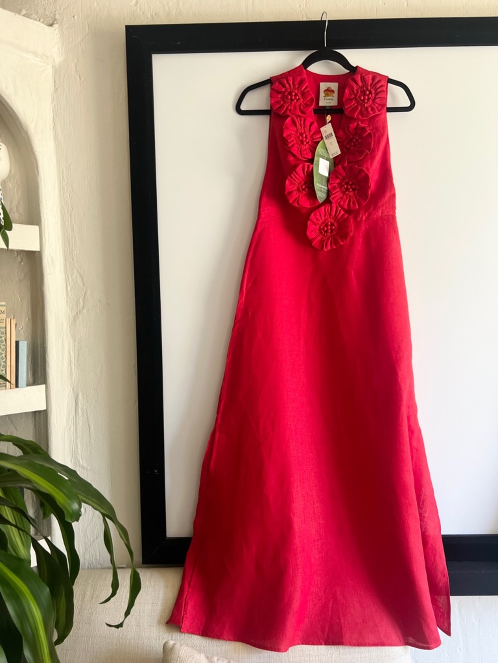 FARM Rio Red 3D Flower Maxi Dress Size Small NWT - Picture 8 of 16